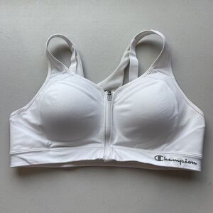 Champion Motion Control Sports Bra Front Zip White 34C Padded Wireless Support